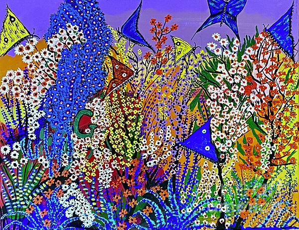 Jeffrey Koss -  Abstract Purple Butterfly Garden Painting