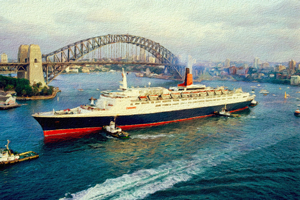 Joe Vella - QE2 sailing into Sydney Harbour 1985