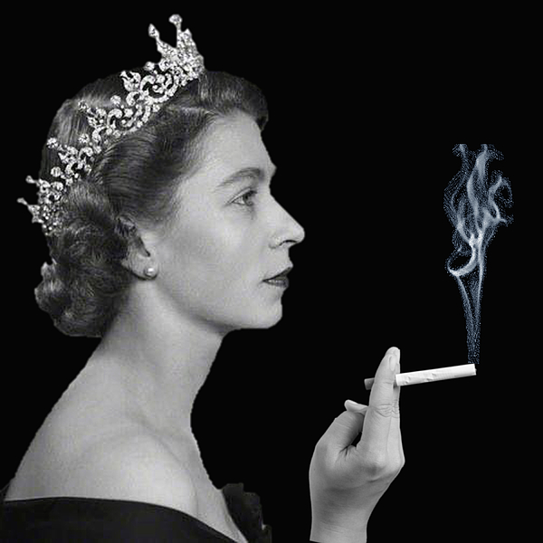 Queen Elizabeth Smoking Sticker by Tony Rubino - Fine Art America