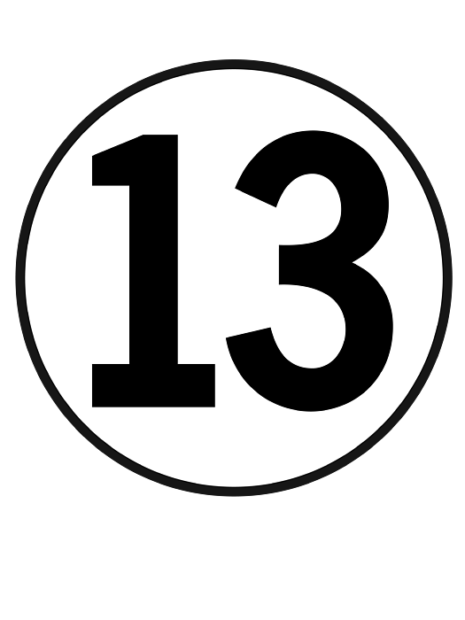 13, TEAM SPORTS, NUMBER 13, THIRTEEN, THIRTEENTH, ONE, THREE, Competition,  Unlucky, Luck Sticker by Tom Hill - Pixels