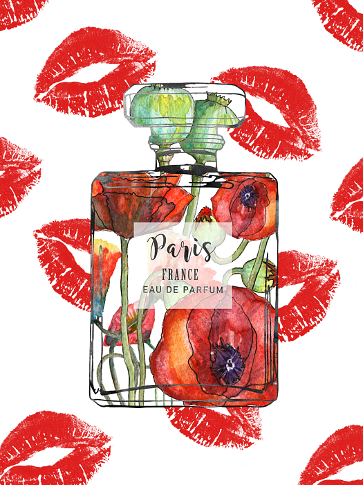 Red lips and red poppies perfume bottle Ornament by Mihaela Pater - Pixels  Merch