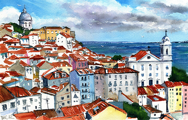Dora Hathazi Mendes - Red Rooftops of Lisbon Alfama