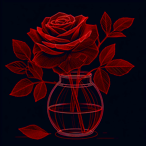 Ronald Mills - Red Rose in Line Art