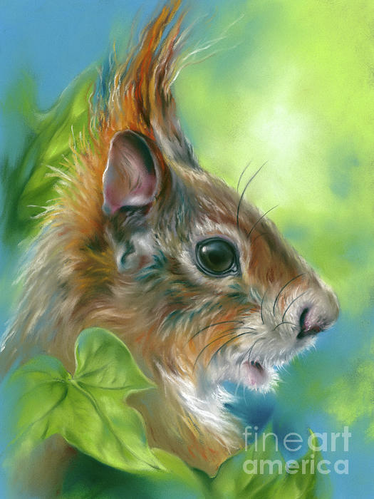 MM Anderson - Red Squirrel with Green Leaves
