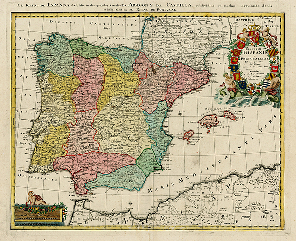 Regnorum Hispaniae Et Portugalliae Tabula Generalis De L Isliana Aucta Et Ad Usum Scholarum Novissime Accomodata Nuremberg Puzzle For Sale By Johann Baptist Homann