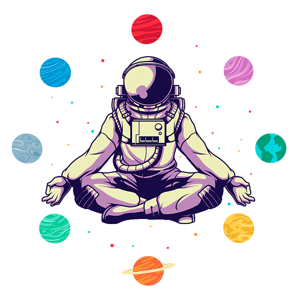 Retro Yoga Astronaut Meditates In Space Sticker by Mister Tee - Pixels