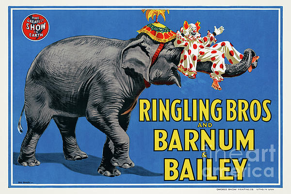 Vintage Treasure - Ringling Bros. and Barnum and Bailey Elephant USA Vintage Poster