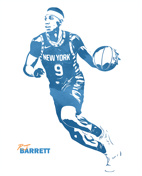 Rj Barrett New York Knicks Watercolor Strokes Pixel Art 1 Jigsaw