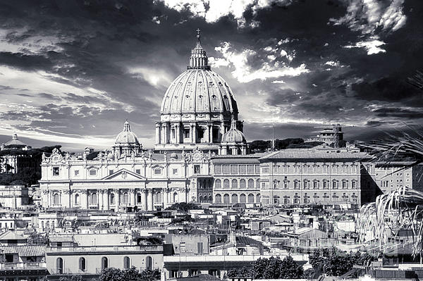 Stefano Senise - Roma and Vatican BW - St. Peters Basilica Panorama