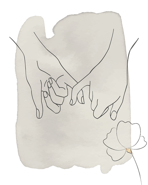 Romantic couple pinky promise line art, pinky swear contour drawings,  minimalist lovers holding hands one line drawing, Doodle flower on  watercolor