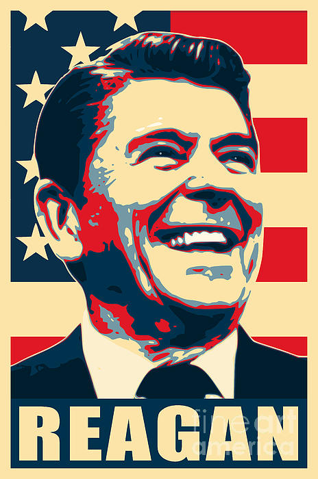 Ronald Reagan Propaganda Poster Pop Art Greeting Card by Filip Schpindel