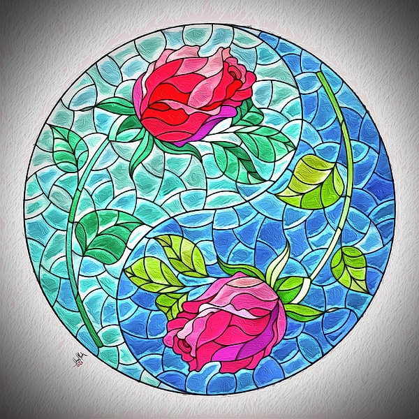Anas Afash - Roses Mosaic - Blue