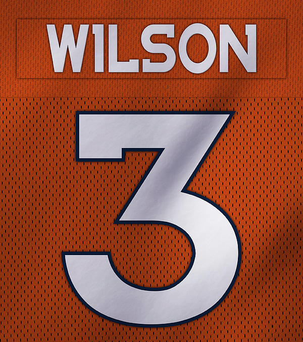 Russell Wilson Denver Broncos Jersey Art Tote Bag by Joe Hamilton