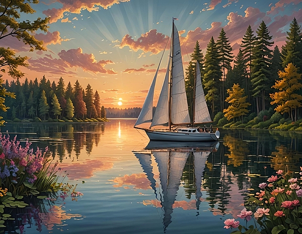 Lois Churchward - Sailing at Sunset