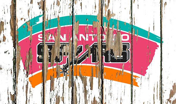 San Antonio Spurs Vintage Logo on White Peeling Barn Wood Paint