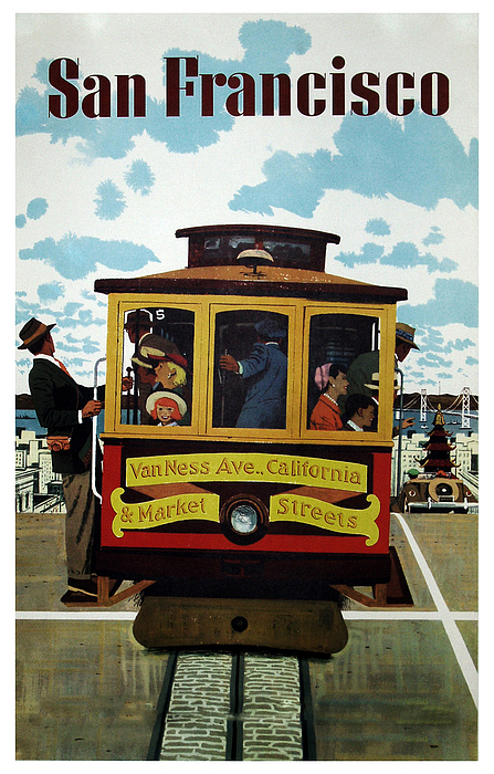 Illustration San Francisco - Vintage Car Travel Poster
