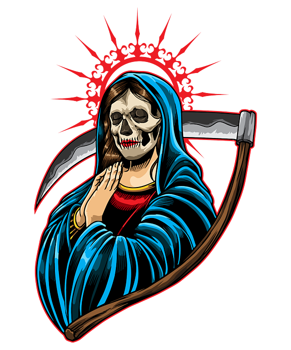 Santa Muerte - Praying La Calavera Catrina Greeting Card by Mister Tee