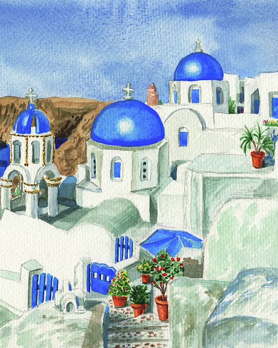 Irina Sztukowski - Santorini Little Town Oia Greece Blue and White Beauty