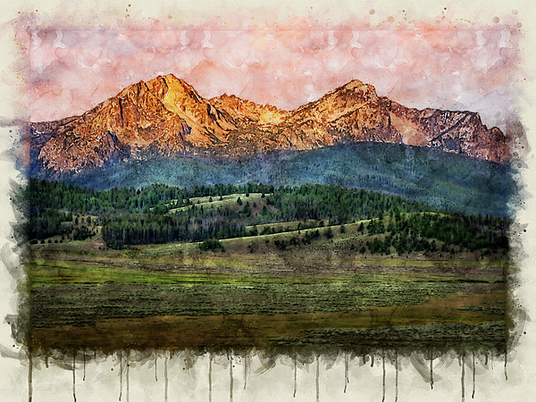 Sawtooth Mountains in Stanley, Idaho. -   Watercolor landscape  paintings, Watercolor landscape, Landscape paintings