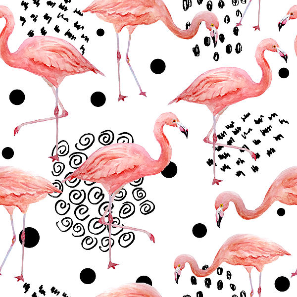 Seamless pattern with pink flamingo Yoga Mat by Julien - Fine Art America