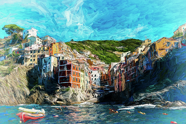 Joseph S Giacalone - Seaside Riomaggiore - Digital Painting