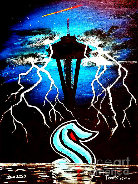 Seattle Kraken Nhl Hockey Art T-Shirt by Teo Alfonso - Fine Art America
