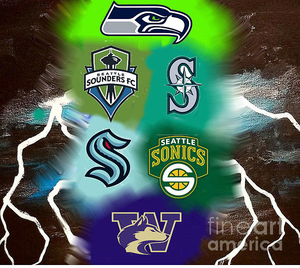 Seattle Local Teams Seahawks Sounders Mariners Kraken Sonics Huskies Fleece  Blanket