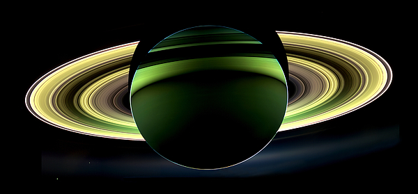Mark Lambert - Seldom seen sight from behind planet Saturn art print