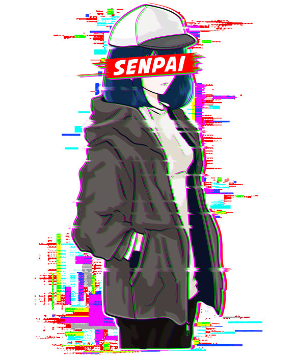 Senpai Vaporwave Aesthetic Anime Girl Greeting Card by The Perfect Presents