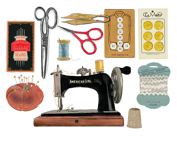 Vintage sewing accessories Stock Vector by ©Ann_art 70287169