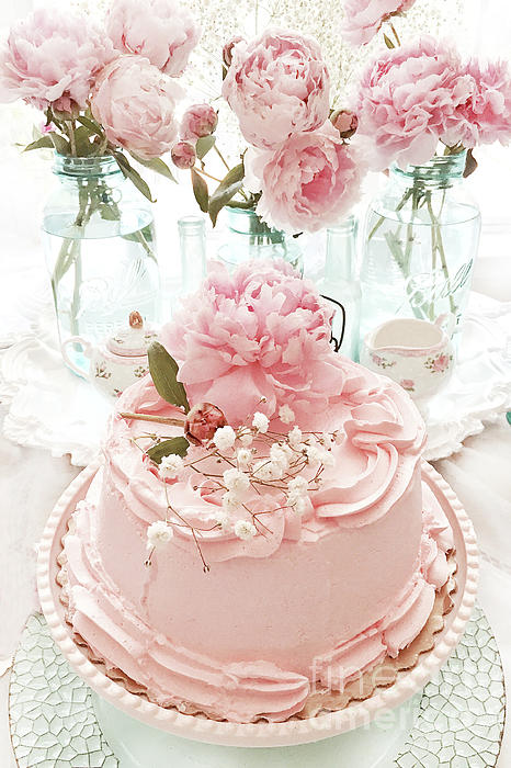 Shabby Chic Peonies Cottage Kitchen Cake Dreamy Pink Peonies Cake
