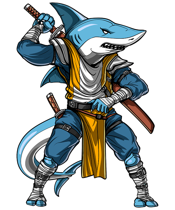 Ninja Shark Samurai T-Shirt by Nikolay Todorov - Pixels