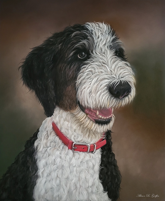 Allison Griffin - Sheepdog- Dog Portrait in soft pastels 