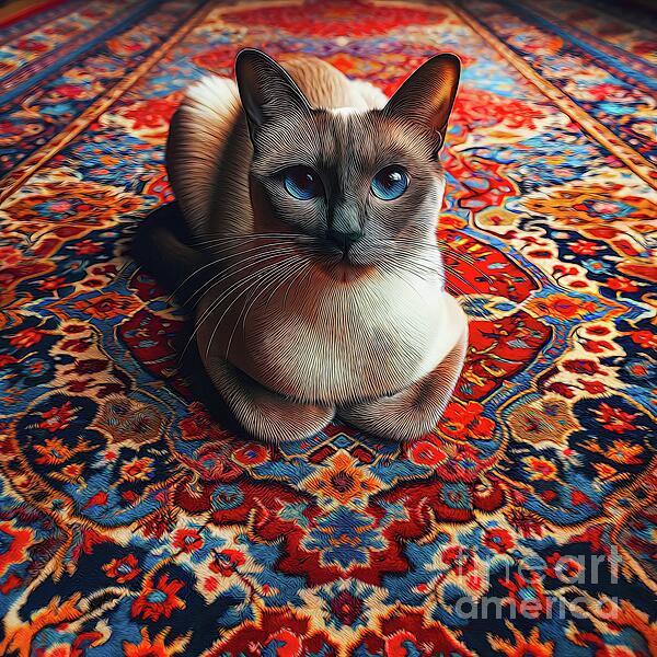 Rose Santuci-Sofranko - Siamese Cat on a Persian Rug Fur Effect