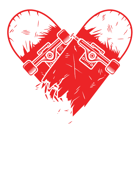broken skateboard heart drawing