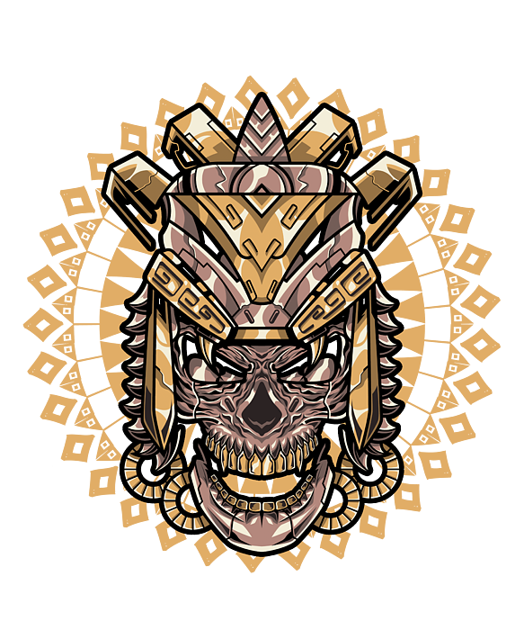 mexican aztec skull warrior Generative AI Stock Illustration