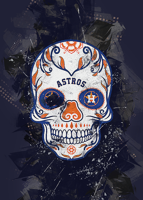 Skull Baseball Houston Astros T-Shirt by Leith Huber - Pixels