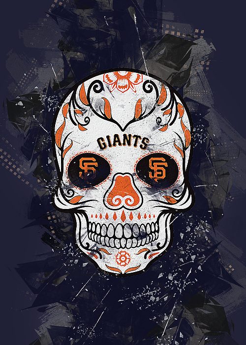 Skull Baseball San Francisco Giants Kids T-Shirt by Leith Huber - Pixels