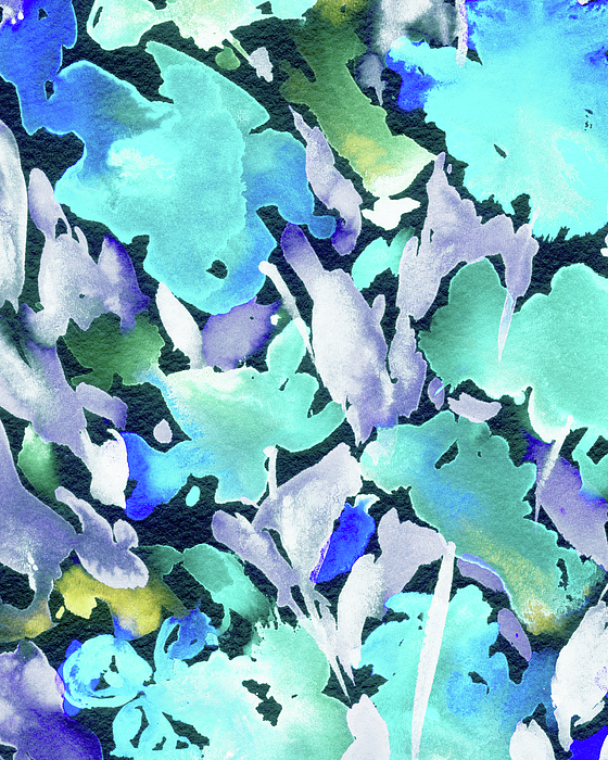 Irina Sztukowski - Sky Blue Floral Watercolor Abstract Flowers Color Garden Splash I