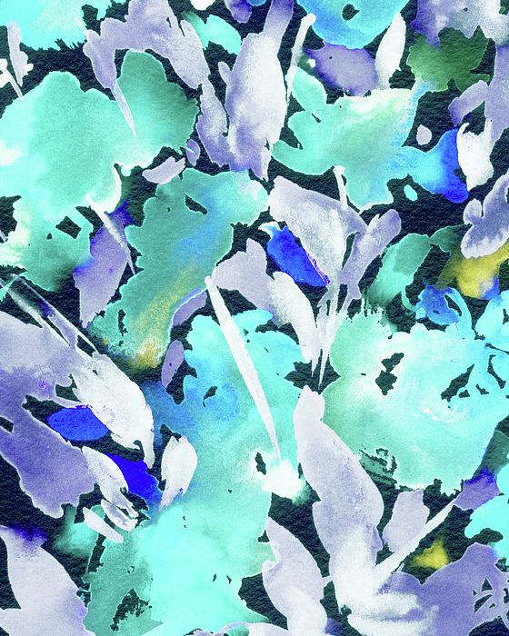 Irina Sztukowski - Sky Blue Floral Watercolor Abstract Flowers Color Garden Splash II