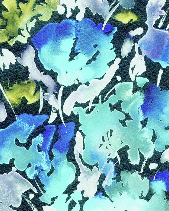 Irina Sztukowski - Sky Blue Floral Watercolor Abstract Flowers Color Garden Splash III