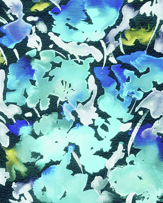 Irina Sztukowski - Sky Blue Floral Watercolor Abstract Flowers Color Garden Splash IV