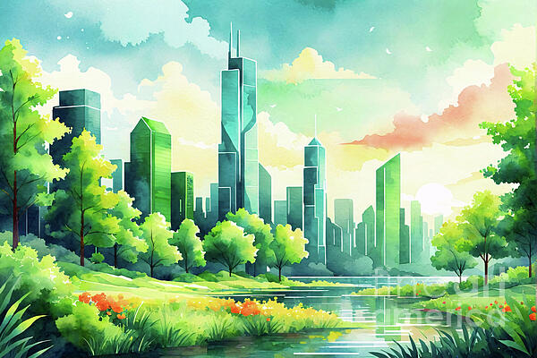 Artsy Inventor - Skyline and Cityscape - Summer Sun