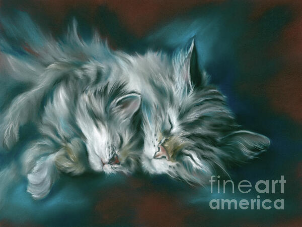 MM Anderson - Sleeping Tabby Cat and Kitten