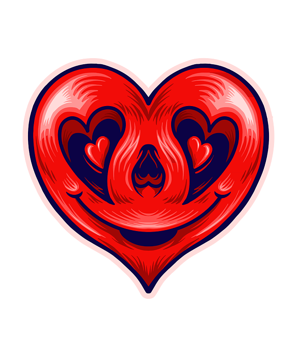 Smiling Heart with eyes Valentine cartoon heart Digital Art by Norman W -  Fine Art America