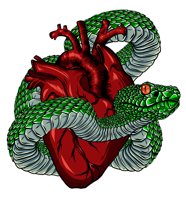 Snake and heart tattoo. Symbol of love, envy, evil t-shirt design vector  Throw Pillow by Dean Zangirolami - Pixels