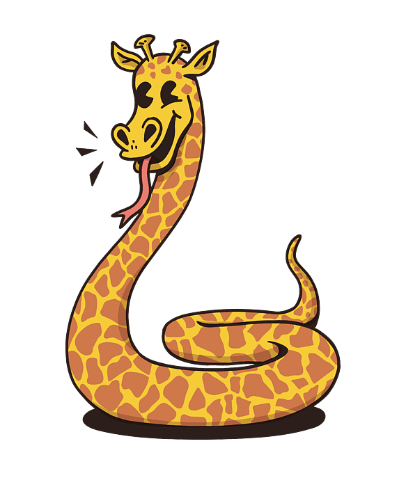 Snake giraffe funny cartoon giraffe snake T-Shirt by Norman W - Pixels