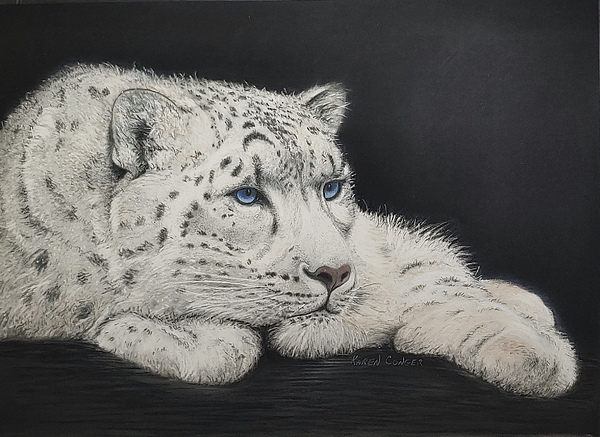 Karen Conger - Snow Leopard - Silent Guardian - Pastel Painting