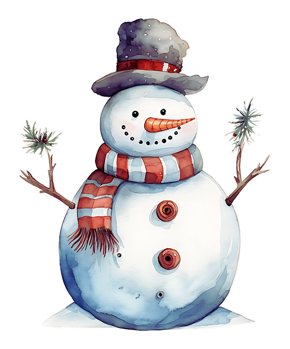 Snowman with Carrot Nose Scarf & Hat, Paint by Line, WS