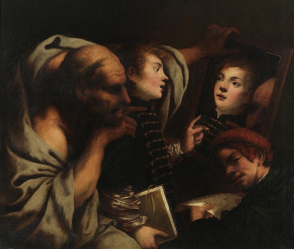 Socrates and two students Greeting Card by PietrodellaVecchia